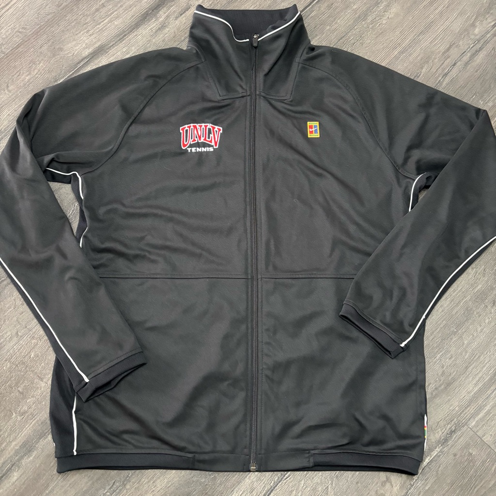 Nike Challenge Court Mens Large Black Zip Up Track Jacket Unlv Tennis Mock Neck